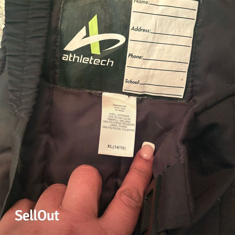 Athletech Youth Snow Bib Pants Black Size 14-16 Winter Activewear